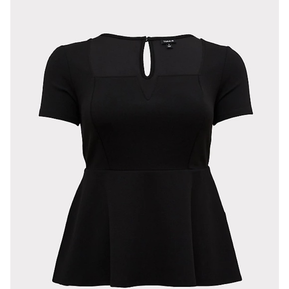 Torrid 00 zero zero black scuba knit peplum shirt - Picture 3 of 7